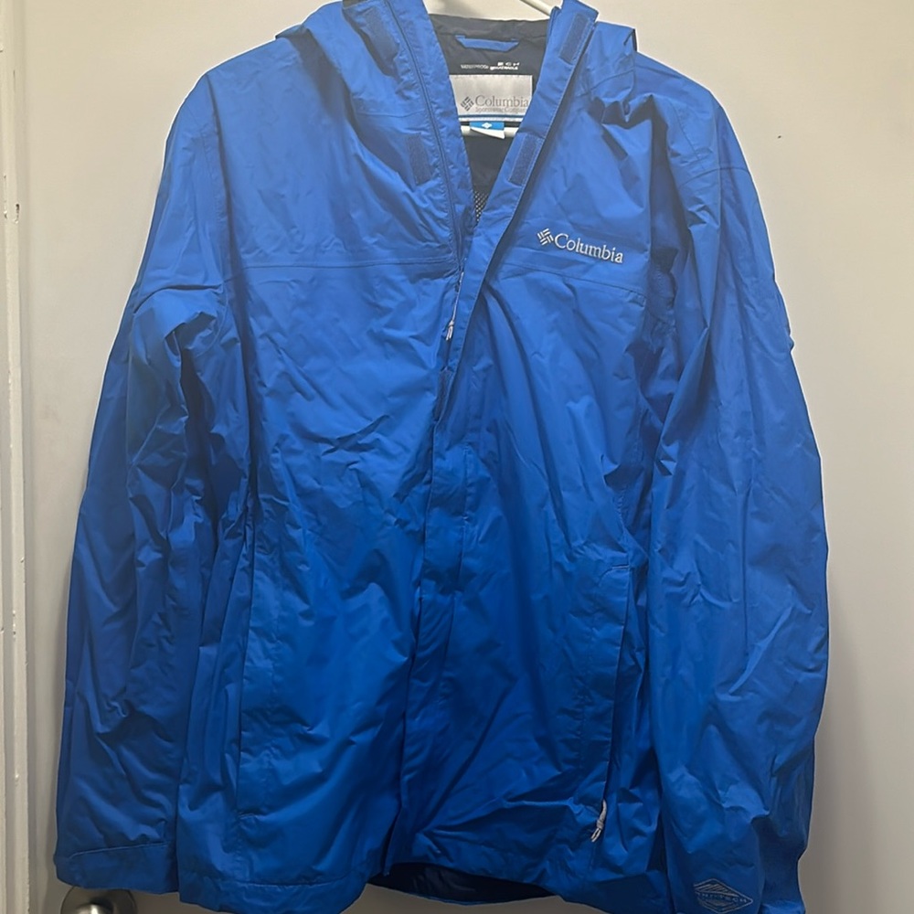 Columbia Blue Zip Up Rain Jacket Size M